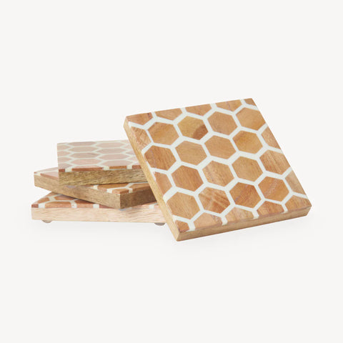 wooden coaster with resin finish (set of 4)