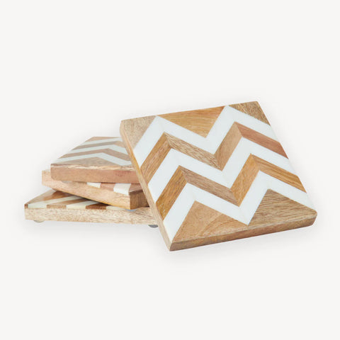 wooden coaster with resin finish (set of 4)