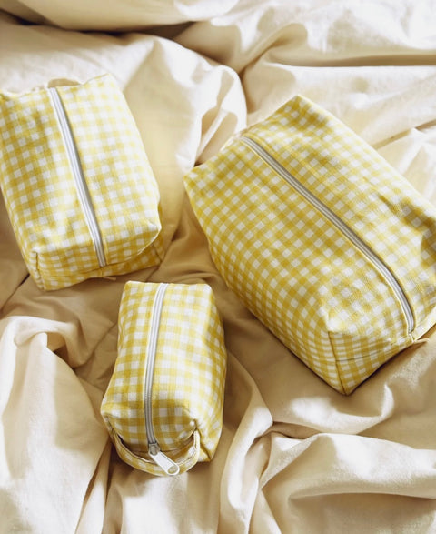 toiletry bag - yellow gingham