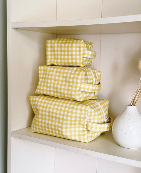 toiletry bag - yellow gingham