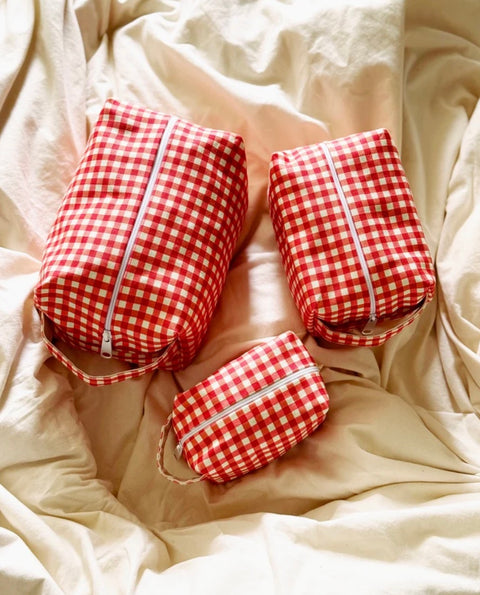 toiletry bag - red gingham