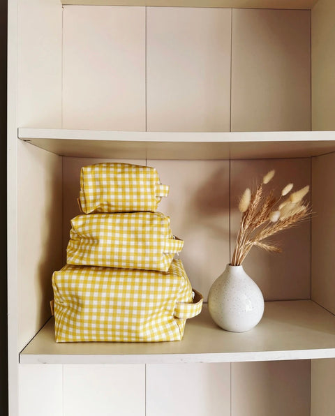 toiletry bag - yellow gingham