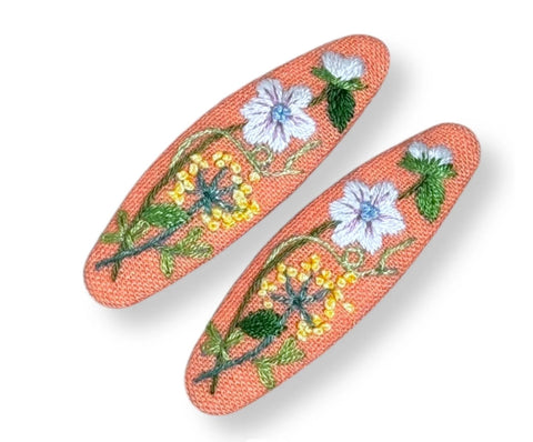 embroidered hair clips