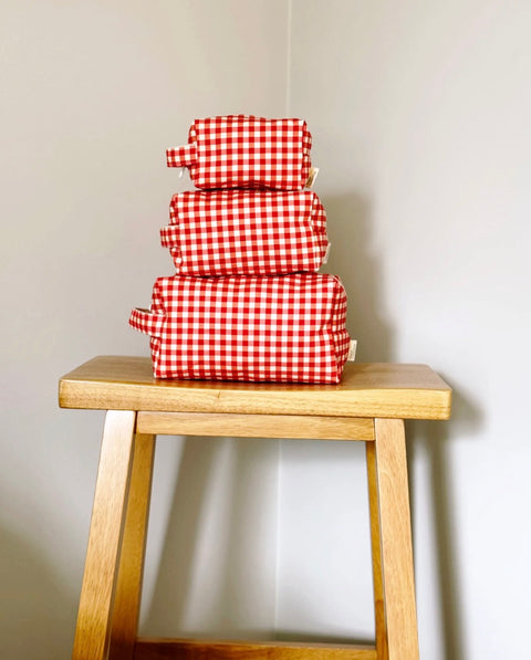 toiletry bag - red gingham