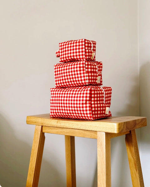 toiletry bag - red gingham