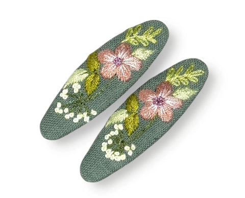 embroidered hair clips