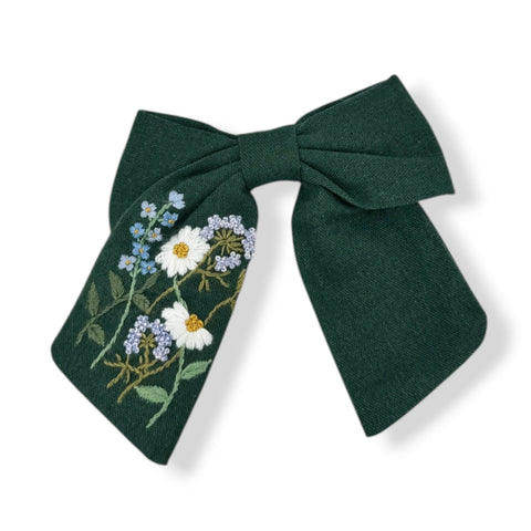 embroidered hair bow