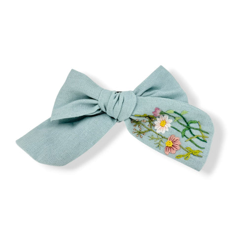 embroidered hair bow