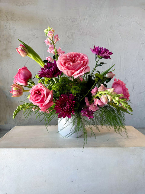 vibrant vase arrangement